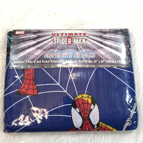 MARVEL SPIDERMAN DRAPES W/ TIE BACKS "NWT" - Picture 1 of 5